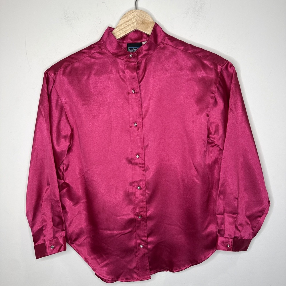 Vintage 90s American Girl Gear Bling Button Up Blouse Girls Small Pink *not doll
